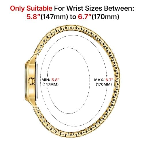 TKIIOER Small Gold Watches for Women, Easy to Read Dial Ladies Analog Watch, Oval Case, Stainless Steel Expansion Band, Waterproof Watch thumbnail 5