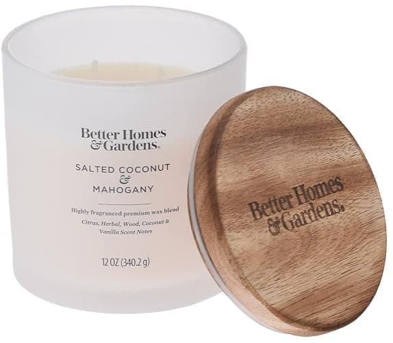 BetterHomes&Gardens 12oz Scented Candle, Salted Coconut & Mahogany 2-Pack, Cream, 35524 thumbnail 4