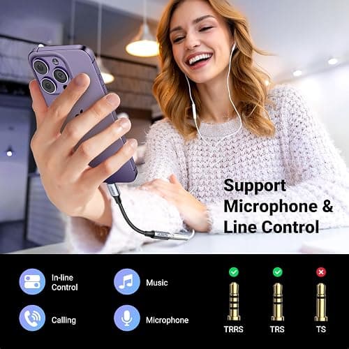 UGREEN Headphone Adapter for iPhone Lightning to 3.5mm Adapter Apple MFi Certified Lightning Aux Audio Jack Dongle Compatible with iPhone 14 Pro Max/14 Plus/13 12 11 Pro Max/SE/XS, Grey thumbnail 2