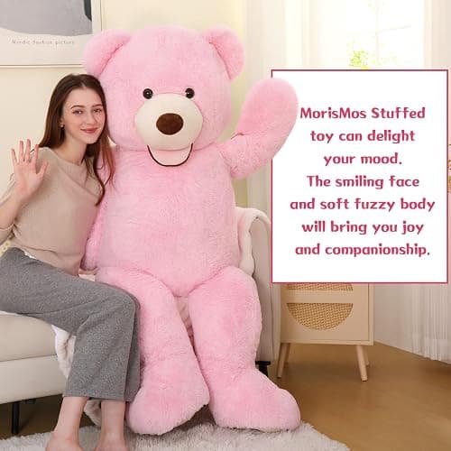 MorisMos Giant Teddy Bear Plush 5ft, Life Size Huge Pink Teddy Bears for Girlfriend, 5 Foot Large Big Stuffed Animal Gifts for Wife, Lover on Valentines, Anniversary, Birthday thumbnail 4