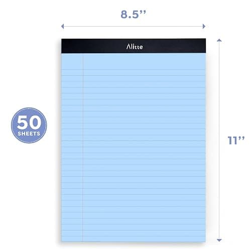 Alitte Colored Legal Pads 8.5 x 11, Pack of 12 - Perforated Wide Ruled Writing Note Pads - Premium Thick Paper, No Ink Bleeding - Lined Legal Pad For Home, Office, School, Business - 50 Sheets thumbnail 2