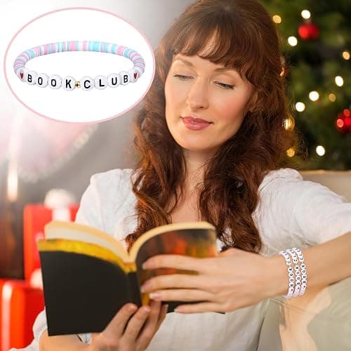 Tondiamo 24 Pack Book Club Gifts for Women Polymer Clay Beaded Book Lovers Bracelet Bulk Stretch Bracelet Librarian Readers Gifts Charm Jewelry Party Favor Library Week Supplies(Rainbow Colors) thumbnail 5