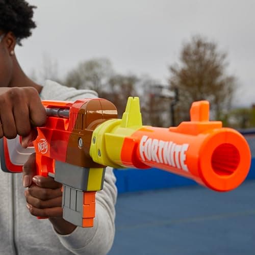 Nerf Fortnite HR Dart Blaster, Ruff Wrap Design, 6-Dart Elite Clip, 6 Nerf Elite Darts, Rotating Bolt Action, Detachable Barrel thumbnail 6