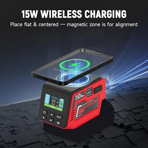 Kzreect 300W Adjustable DC 2–30V Voltage Regulator Compatible with Milwaukee 18V Battery XT60 Output, 100W Type-C, 18W USB-A, 15W Wireless Charger, LCD Display (Battery Not Included) thumbnail 4