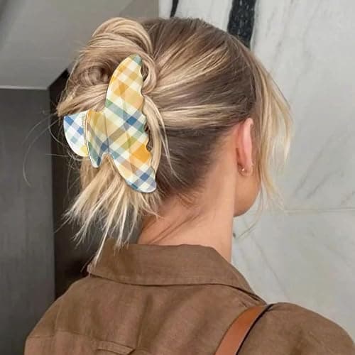3Pcs Rainbow Plaid Hair Clips for Women Large Striped Hair Clip Cute Colorful Plaid Claw Clips Non Slip Hair Claw Clips for Daily Travel Beach Vacation thumbnail 6
