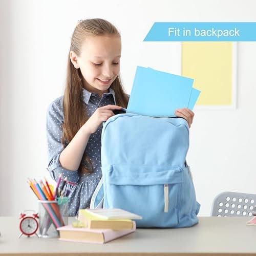 ViVin Sturdy Plastic Folder with Pockets,6 Pack,Heavy Duty Two Pocket 3 Prong Folders,Holds Letter Size Paper,File Folders with Business Card Slot for School Home and Office(Light Blue) thumbnail 6