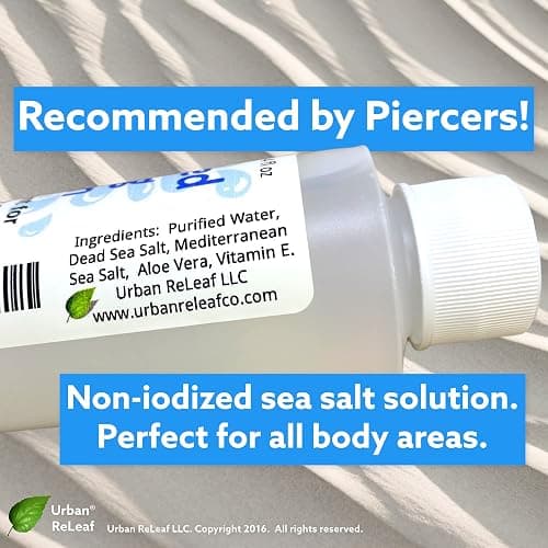 Urban ReLeaf Unscented Piercing Solution Non-Iodized Sea Salt Soak | Lip, Tongue, Septum, Dimple, Mouth, No Scent, Ready to Use, Made Fresh, Soothe & Calm thumbnail 3