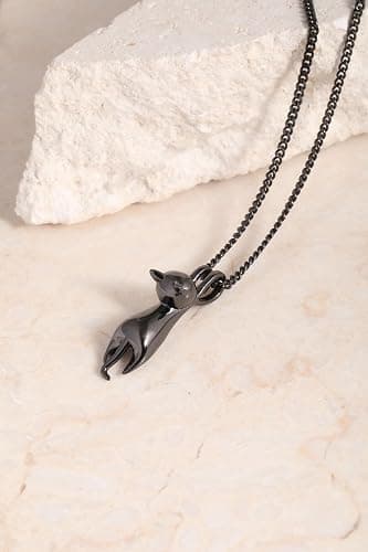 S.Leaf Sterling Silver Cat Necklace - Kitten Jewelry for Cat Lovers - Themed Gifts for Women thumbnail 4