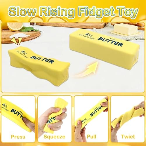 Butter Toy, Slow Rebound Butter Stick Stress Ball Soft Butter Block Stress Relief Sensory Fidget Toys for Kids Adults Office Home (A) thumbnail 5