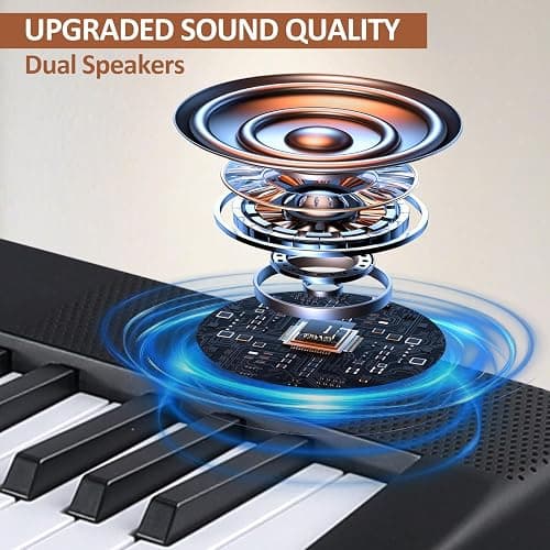 88 Key Piano Keyboard, Electric Digital Piano with Semi Weighted Keys, Keyboard Piano with Sustain Pedal, Power Supply, Stand, Carrying Case, Headphones, USB-MIDI Compatibility, for Beginner Adults thumbnail 5