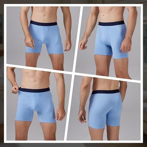 BAMBOO COOL Men's Underwear Boxer Briefs Fly with Built-in 3D Pouch Comfortable Cool Underwear for Men 4 Pack thumbnail 2