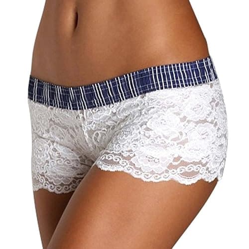 Foxers Pink Lace Boxers with Pink Posies Waistband Briefs Comfortable Underwear for Womens - Image 1