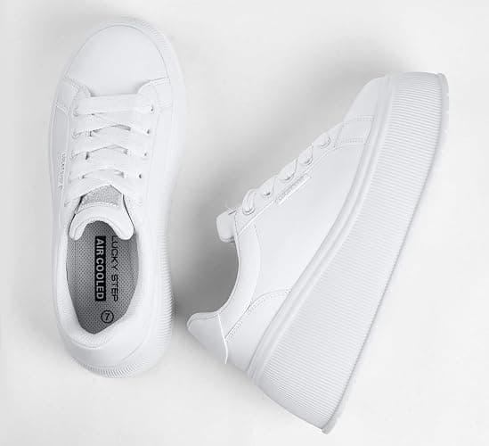 LUCKY STEP Women's Platform Fashion Sneakers Classic Wedge Canvas Casual Low Top Retro Walking Shoes thumbnail 7