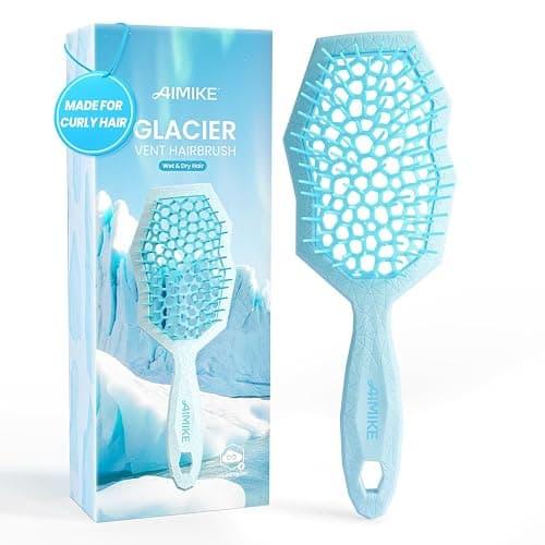 AIMIKE Glacier Detangling Brush, Pain-Free Detangler Brush for Curly Hair Wet & Dry Use, Glide Through Tangles with Ease, Vented Hairbrush for Women's 2c to 4c Curls, Blue - Image 1