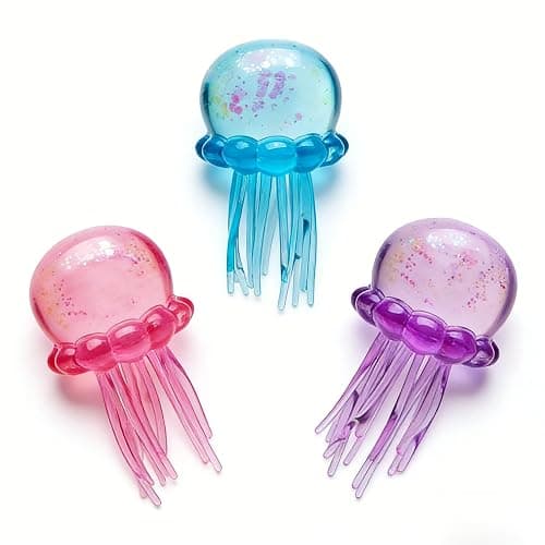 Jellyfish Squeeze Squishy, Sugar Ball Stress Relief Fidget Toy for Kids & Adults, Cute Slow Rise Sensory Water Animal, Birthday Party Favors Easter Basket Stuffers (3PCS) - Image 1