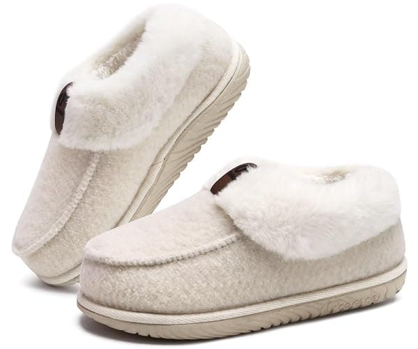 COFACE Women's Memory Foam House Slippers Arch Support Moccasin Winter Shoes Ladies Warm Fuzzy Faux Fur Collar With Indoor Outdoor Rubber Sole thumbnail 8