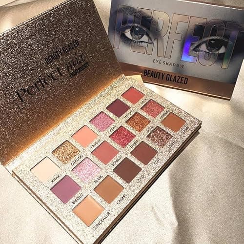 18 Color Natural Eyeshadow Palette – Soft Matte Shimmer & Glitter Finish with Built-In Concealer Shade – Ultra-pigmented Blendable Mauve Brown Nude Eyeshadow Palette, Cream Eyeshadow for Older Women thumbnail 9