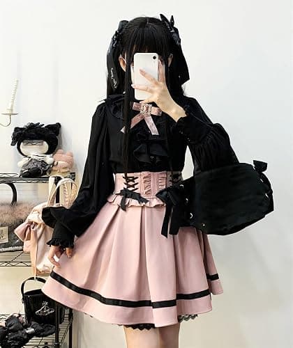 Cuteighteen Lolita Kawaii Lace Up Mini Rock Frauen Goth Tennis Plissee Hohe Taille Nette Rüschen Eine Linie Schule Mädchen Röcke thumbnail 2
