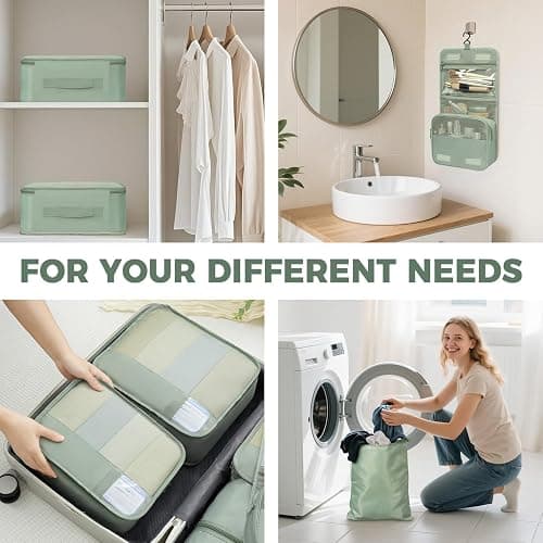 BAGAIL 9 Set Packing Cubes with Packing List Luggage Packing Organizers for Travel Accessories (Matcha Green) thumbnail 9