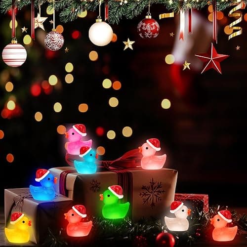 120Pcs Luminous Christmas Mini Resin Duck 14 Colors Glow in The Dark Small Duck Figurines for Miniature Christmas Decor Aquarium Ornament Dollhouse Decoration DIY Slime Craft Kit Birthday Party Favors thumbnail 6
