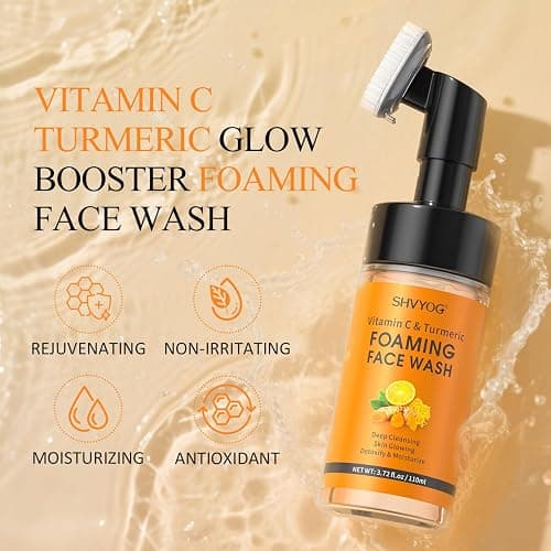 Vitamin C Turmeric Foaming Face Wash, Foaming Cleanser for Skin Tone, Reduces Fine Lines & Wrinkles, Exfoliating Face Wash, Turmeric Facial Cleanser for Dark Spot, Uneven Skin Tone, Unisex 110ml thumbnail 7