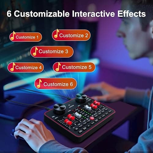 Podcast Microphone Bundle with Live Sound Card Audio Mixer, Podcast Equipment Bundle with Two 3.5mm Condenser Microphones for Pc/Phone Live Streaming Singing Gaming, Voice Changer, Denoise - G1+2*MIC thumbnail 8