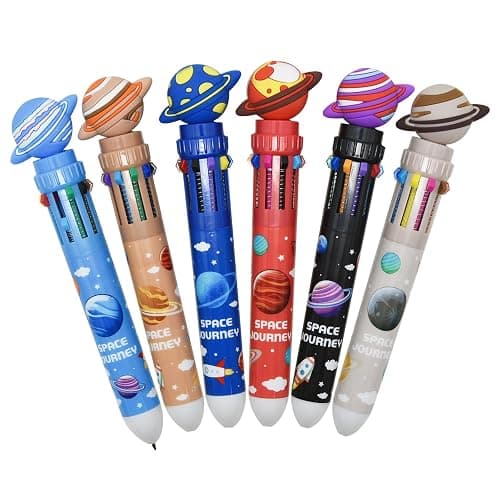 Maydahui 12 PCS Planet 10 in 1 Shuttle Pens Retractable Outer Space Multicolor Ballpoint Pen 10 Ink Colors Cartoon Galaxy Star for Spaceman Astronaut Astrophile School Party Office thumbnail 7