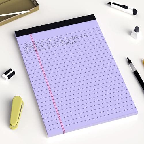 AILZFEI 6pcs Small Legal Pad 5x8 College Ruled Purple Legal Pads Notepads 6 Pack Study Back Writing Pads 5 x 8 Perforated Narrow Ruled Pads of Paper Purple thumbnail 2