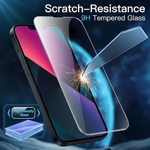 JETech 3 in 1 Matte Case for iPhone 13 6.1-Inch with 2-Pack Tempered Glass Screen Protector, Translucent Frosted Shockproof Phone Cover (Black) thumbnail 5