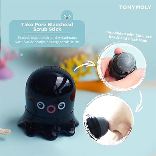TONYMOLY Tako Pore Blackhead Remover Scrub Stick Charcoal & Dead Sea Salt Exfoliator for Blackheads, Whiteheads, Pore Cleansing & Oil Control, 0.8 oz thumbnail 5