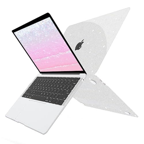G JGOO Compatible with MacBook Air 13 Inch Case 2022 2021 2020 2019 2018 Release M1 A2337 A2179 A1932 Touch ID, Clear Glitter Plastic Hard Shell Case + Keyboard Cover +50 Pcs Laptop Sticker, Sparkly thumbnail 5