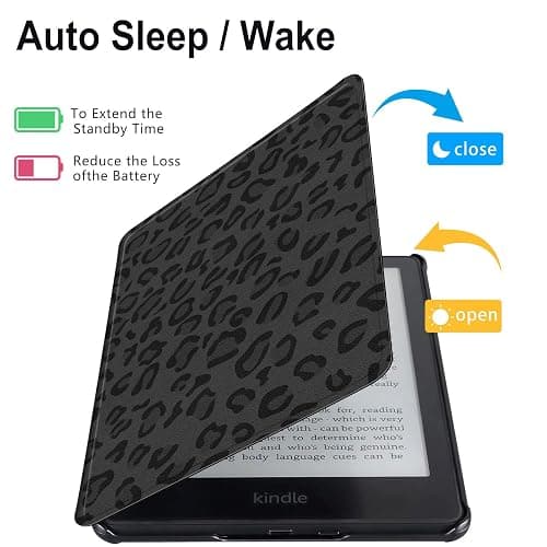 Case for Kindle Paperwhite 12th Gen 2024 (7") & Kindle Colorsoft Signature Edition – Premium PU Leather Cover with Auto Sleep/Wake, Lightweight & Durable Kindle Paperwhite Case, Black Leopard Print thumbnail 3