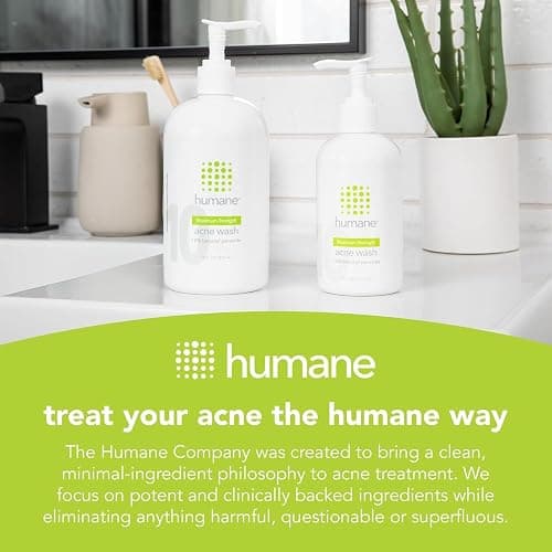 humane Benzoyl Peroxide Acne Body Wash - 10% Maximum-Strength Face, Skin, Butt, and Back Acne Treatment - 8 Fl Oz - Dermatologist-Tested Non-Foaming Acne Face Wash Cleanser - Vegan, Cruelty-Free thumbnail 7