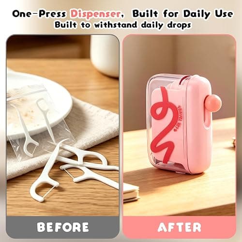 2PCS Automatic Pop-Up Portable Floss Dispenser, Travel Sized Storage Case Pop Up Dispenser for Floss Picks, Floss Pick Dispenser One Touch, On-The-Go Oral Care (Pink+Green) thumbnail 5