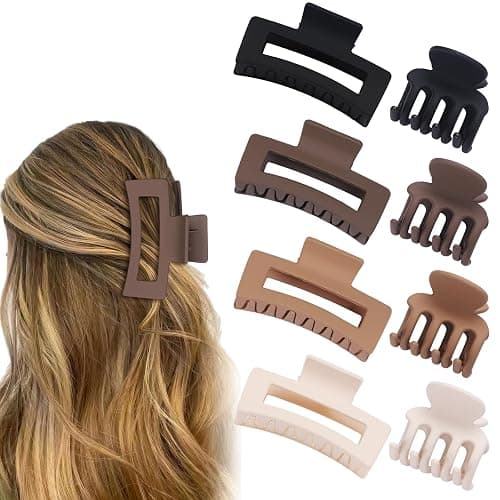 SMKSL Medium Hair Clips for Women 8 Pcs Small Claw Clips for Thin and Thick Hair 2 Styles Hair Claw Clips Combination Rectangle Banana Jaw Hair Accessories for Women and Girls (Brown) thumbnail 8