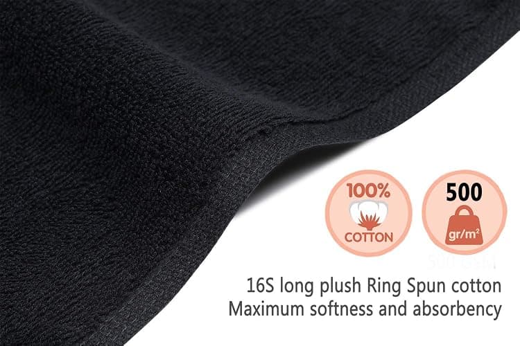 PERFEHAIR Black Salon Towels (2-Pack, 16 X 27 Inches)-Barber Hand Cotton Towel for Gym, Bath, Spa, Shaving, Shampoo thumbnail 4