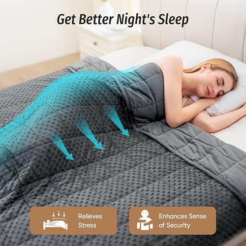 Wemore Minky Dot Weighted Blanket for Adults Queen Size 15 lb, Soft Heavy Blanket for Stress Relief and Sleep Promotion, Breathable Blanket for All-Season with Glass Beads, Dark Grey 60 x 80 inches thumbnail 4