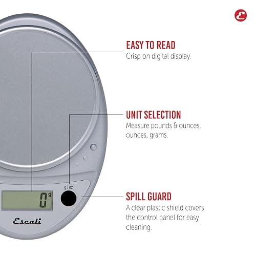 Escali Primo Digital Food Scale Multi-Functional Kitchen Scale and Baking Scale for Precise Weight Measuring and Portion Control, 8.5 x 6 x 1.5 inches, Chrome thumbnail 5