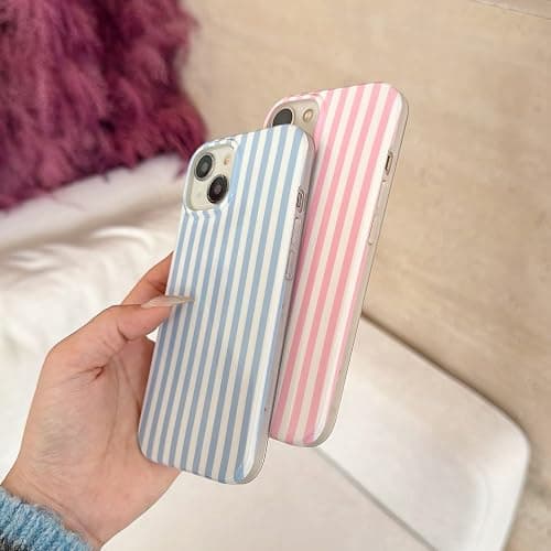 Luukalubo Blue Striped Phone Case for iPhone 16 6.1in,Cute Trendy Aesthetic Minimalist Vertical Lines Pattern Chic Elegant Classic Girly Slim Protective Cover,Blue and White thumbnail 7