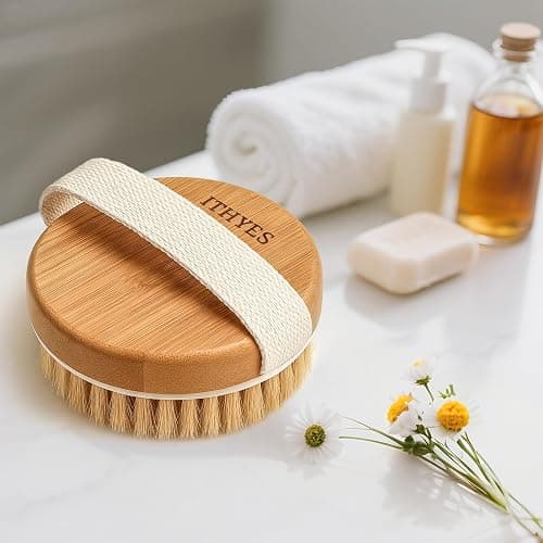 Ithyes Trockenbürste, Körperbürste, Peelingbürste, natürliche Borsten, Badebürste zum Entfernen abgestorbener Haut, Cellulite, verbessert Lymphfunktionen, Peeling thumbnail 2