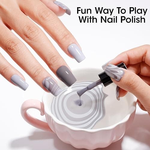 GELLEN Black White Gray Nail Polish 4-Color Set & Base Top Coat, Fall Winter Trendy Winter Black White Grey Regular Nail Polish Quick Air Dry Set for Women Home Salon, Hema Free, Toxin Free, TPO Free thumbnail 6