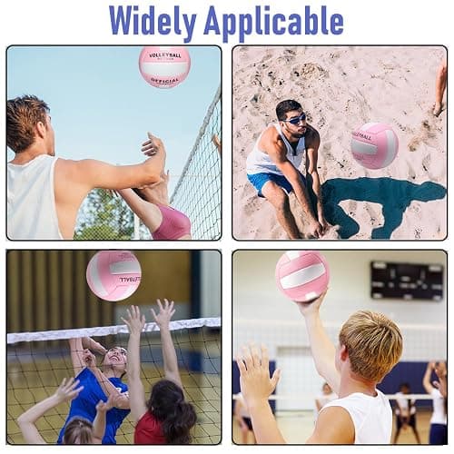 6 Pack Official Size 5 Synthetic Leather Volleyballs, Includes Pump and Net Bag, Volley Ball for Indoor and Outdoor Competition thumbnail 6