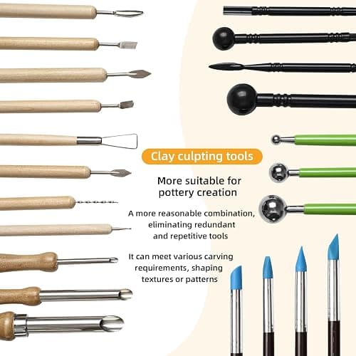 42 PCS Clay Tool, Clay Sculpting Tools Kit, Pottery Tools Can be Used for Stippling, Carving, Molding, and Shaping Clay Crafts, for Beginners, Hobbyists, Artists thumbnail 3