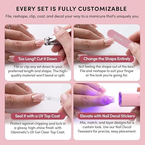 Glamnetic Press On Nails - Confetti | Semi-Transparent Short Almond Fake Nails, Salon Quality | 15 Sizes - 30 Nail Kit with Glue thumbnail 6