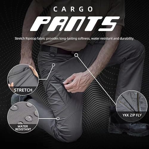 Hiwise Men's Ripstop Tactical Pants Water Resistant Stretch Cargo Pants Lightweight EDC Hiking Work Pants thumbnail 4