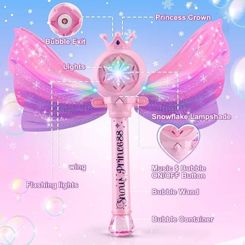 Britik Bubble Wands for Kids Girls - LED Light & Music Bubble Machine: 3 AA Batteries & 2 Bubble Solutions, Outdoor Party Birthday Toys for Toddlers, Gift for 3 4 5 6 7 8 Year Old Girls thumbnail 7