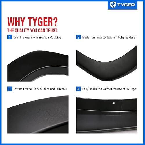 Tyger Auto Fender Flare Compatible with 1999-2006 Chevy Silverado GMC Sierra 1500 2500 3500HD; 2007 Classic Fleetside, Fine-Textured Black Paintable Factory Style 4pc | TG-FF6C4218 thumbnail 4