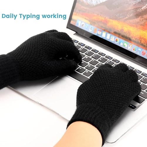 TOBEHIGHER Winter Touchscreen Gloves for Men - Thermal Soft Knit Gloves for Running, Driving and Hiking thumbnail 6