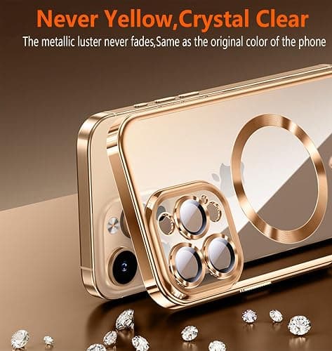 WEYNRBOX Magnetic for iPhone 12 Pro Max Case with Privacy Screen Protector & Full Camera Cover,[Non-Yellowing] Plating Glossy Soft Shockproof Clear Phone Case with Women Girls for 12 ProMax,Black thumbnail 2