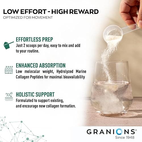 Granions Glucosamine Chondroitin MSM Powder 1,550mg – Joint Supplements for Men and Women - Chondrosteo, Hydrolyzed Marine Collagen Peptides, Essential Vitamins Glucosamine Complex – Wild Berry 9.9oz thumbnail 7